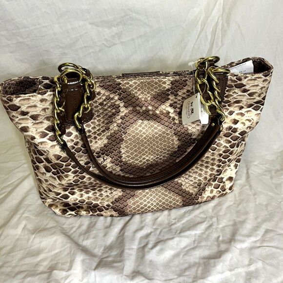 Coach Python-Print Tote – Chic Statement Bag with Gold Hardware - Picture 2 of 3